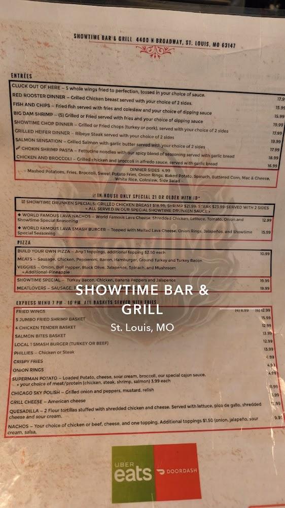 ShowTime Bar and Grill Menu image 2